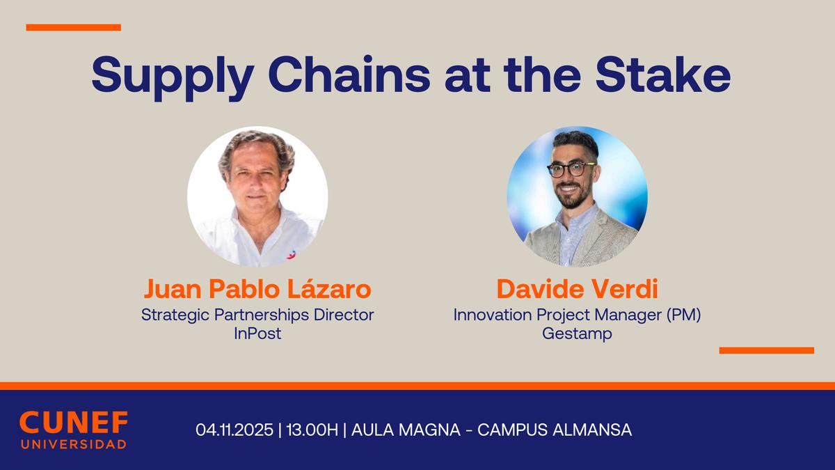 Evento sobre cadenas de suministro con ponentes destacados.