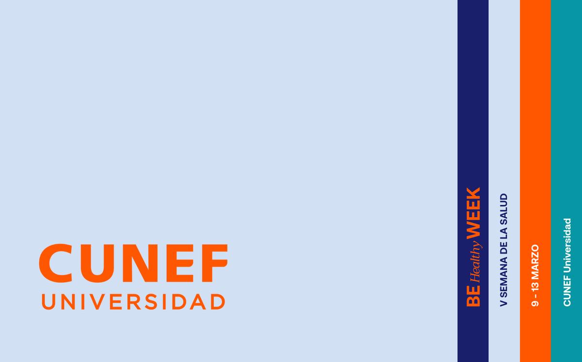 El diseño de un folleto que promueve la Semana de la Salud de la Universidad CUNEF.