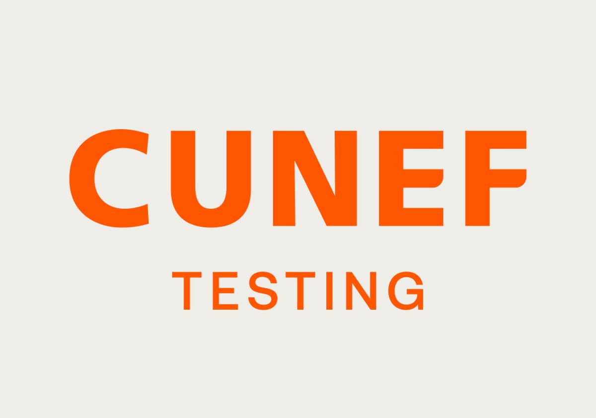 La imagen muestra el texto 'CUNEF TESTING' en un fondo claro.