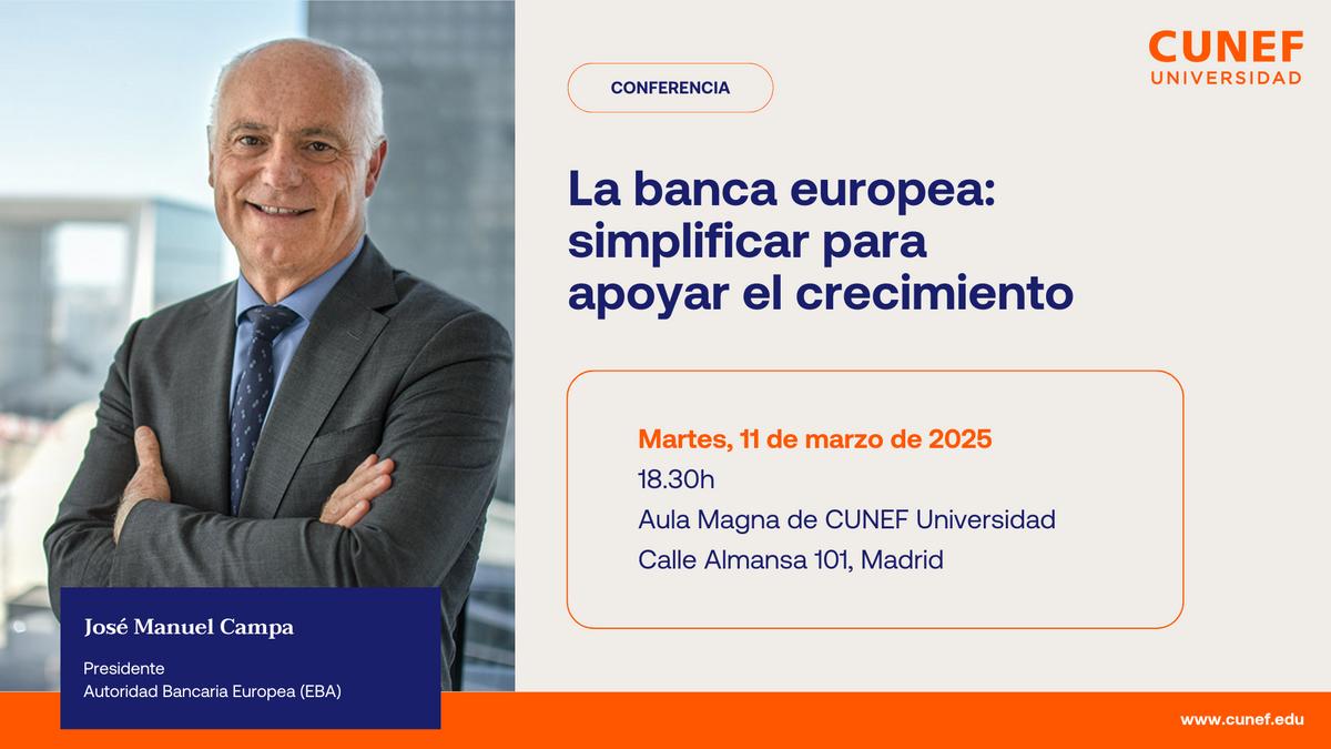Imagen de la invitación a la conferencia de José Manuel Campa, con fotografía del ponente