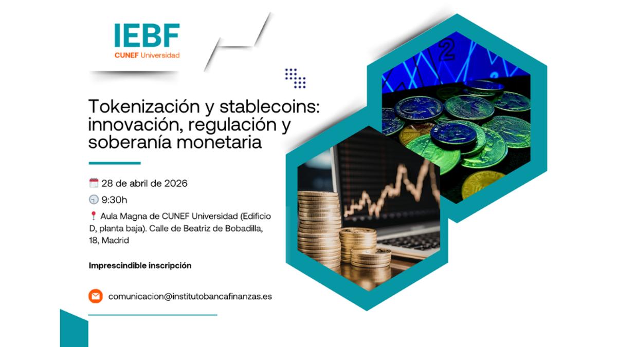 IEBF cartel del evento sobre tokenización y stablecoins